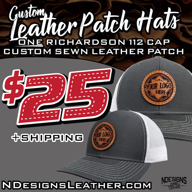 Custom Leather Patch Hat Special! Brown/Khaki